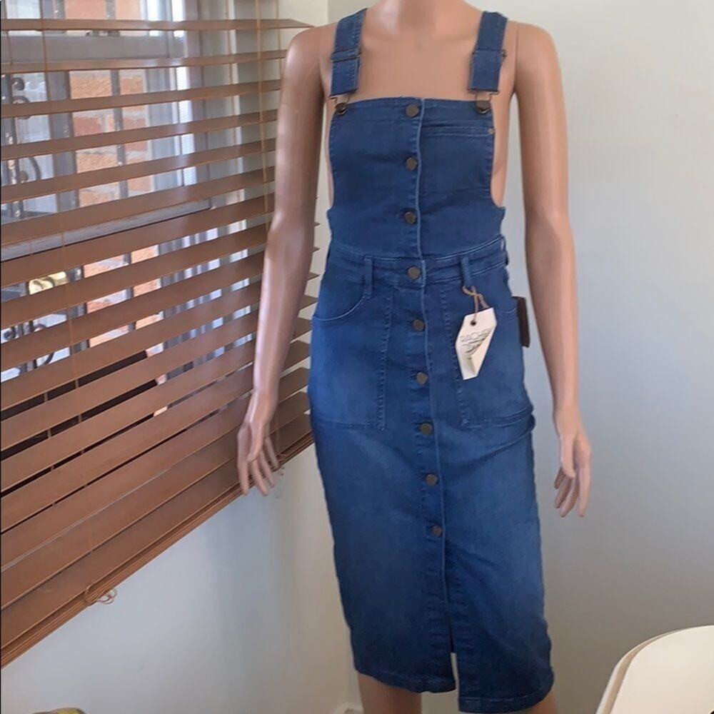 NWT RACHEL RACHEL ROY‎ DEMIN OVERALL MIDI DRESS…